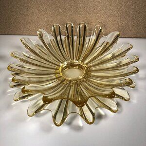 Vintage Fostoria Amber Celestial 11" Bowl & 11" Platter Set Scallop Centerpiece